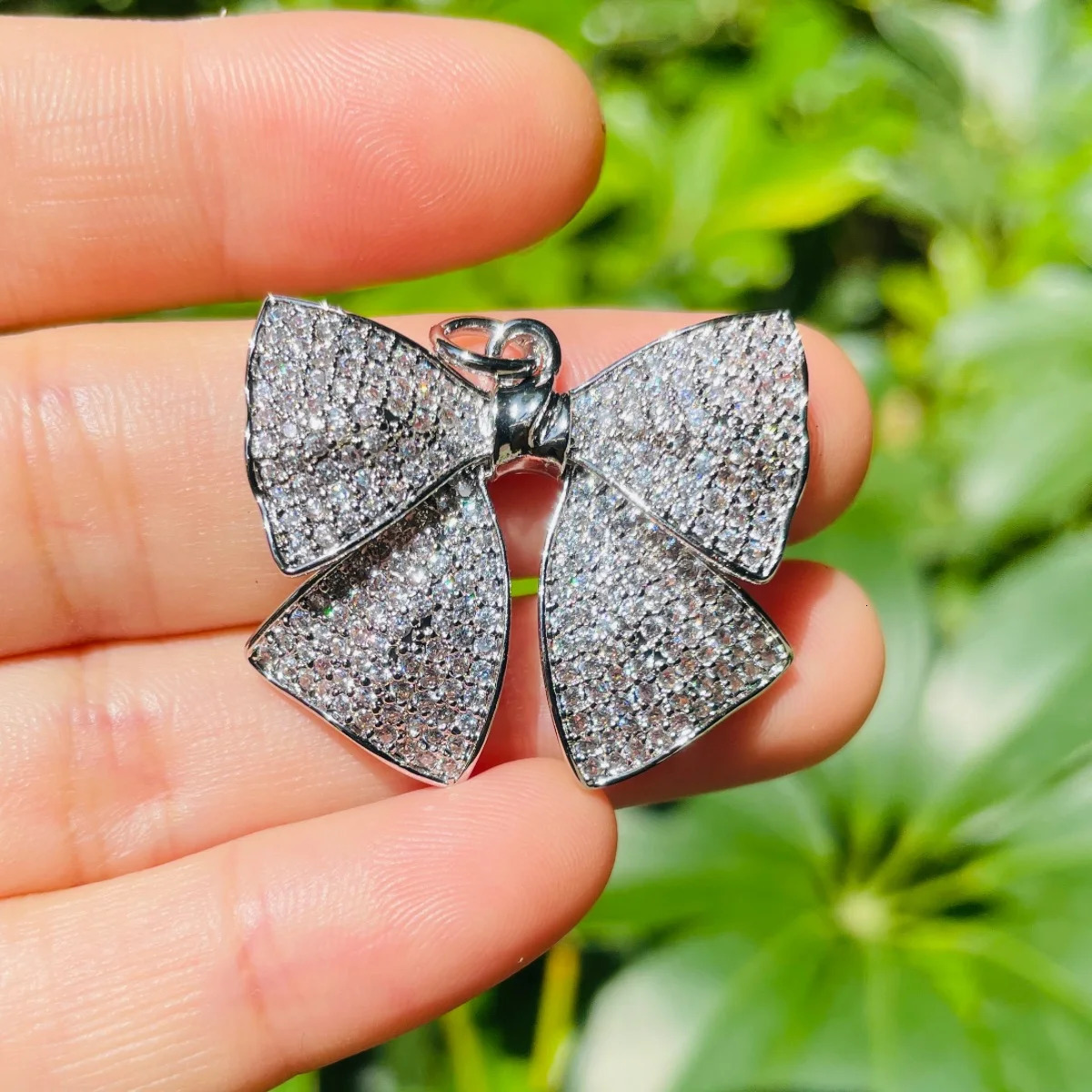 5pcs Large Size Bow Tie Charms for Women Bracelets Necklaces Making Zirconia Paved Bling Pendants Jewelry Accessory Supply 241023