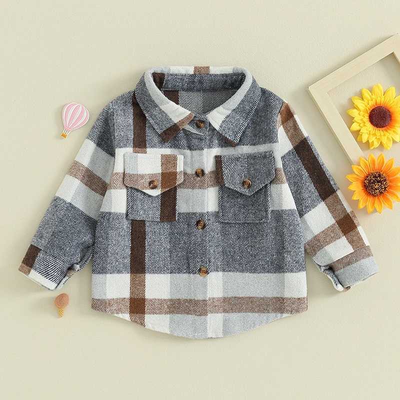 FOCUSNORM 0-4Y wool jacket for boys and girls in 3 colors long sleeved plain flannel button down sweater W241023