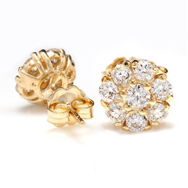 Creative cat paw footprints 925 sterling silver zircon earrings rose gold diamond Stud classic four-claw shiny crystal Stud earrings exquisite gift