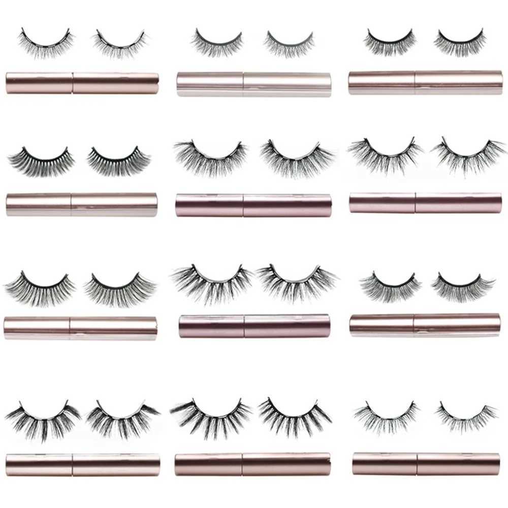 1 pair of magnetic eyelashes 3D mink false eyelashes Magnetic eyeliner Waterproof long-term false eyelashes flower pushing kit 18 stylesW241024