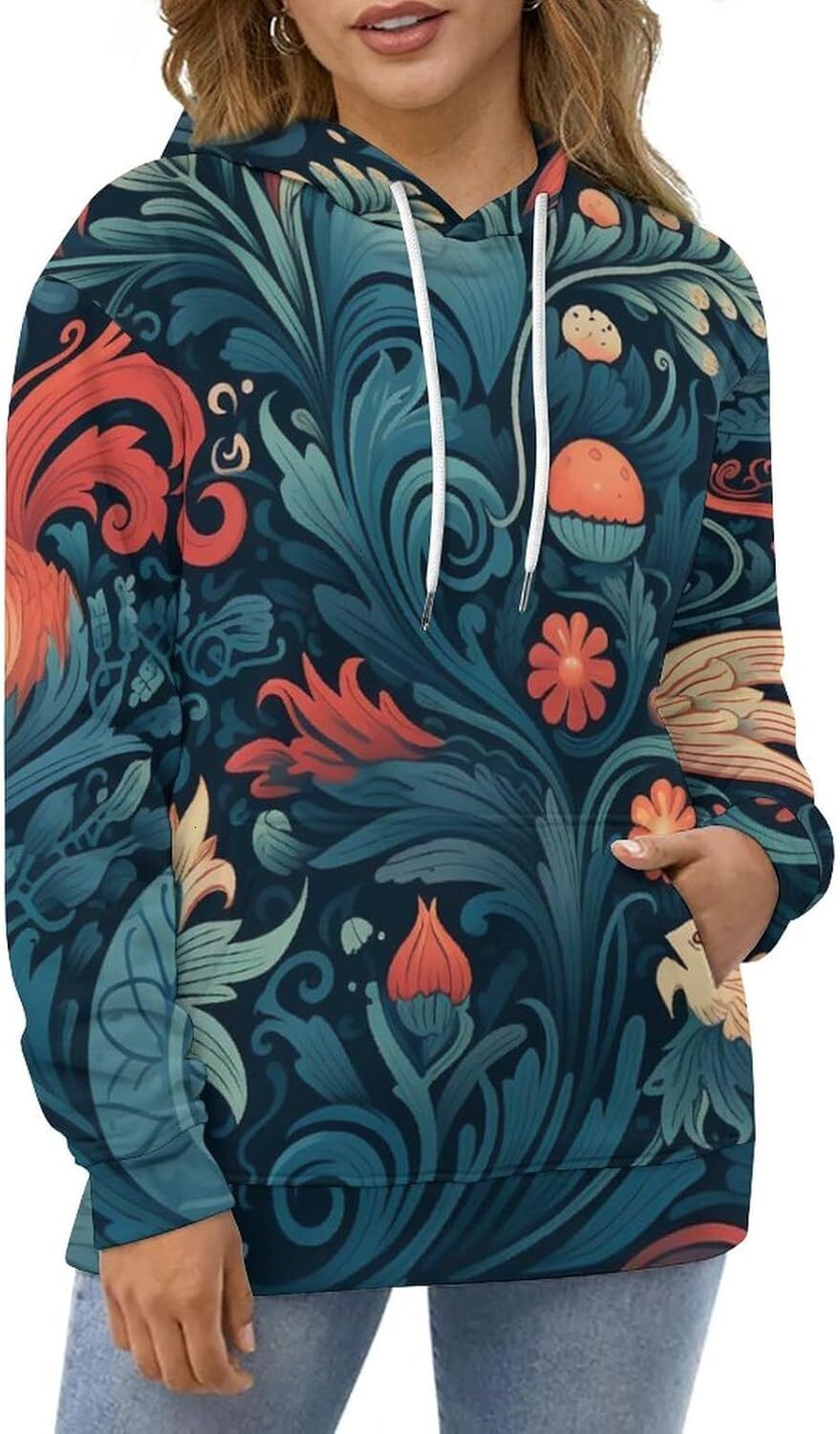 Hoodie for Mens Womens Novelty Floral Pullover Hoodie, 3D All Over Print Unisex Streetwear Sweatshirt, Loose Long Sleeves Tracksuits Graphic Fashion t