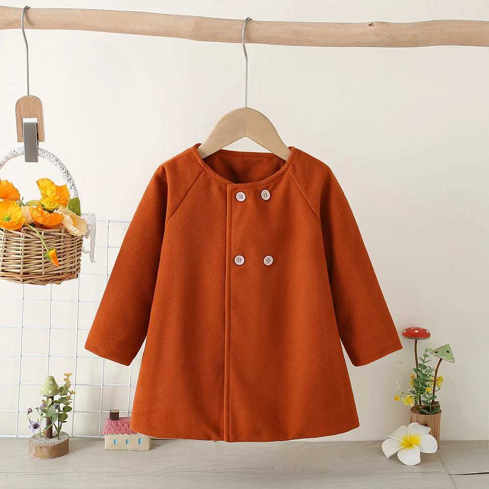 (6 months -3 years old) New Korean chiffon baby girl jacket for autumn and winter simple solid color childrens long sleeved clothing W241023
