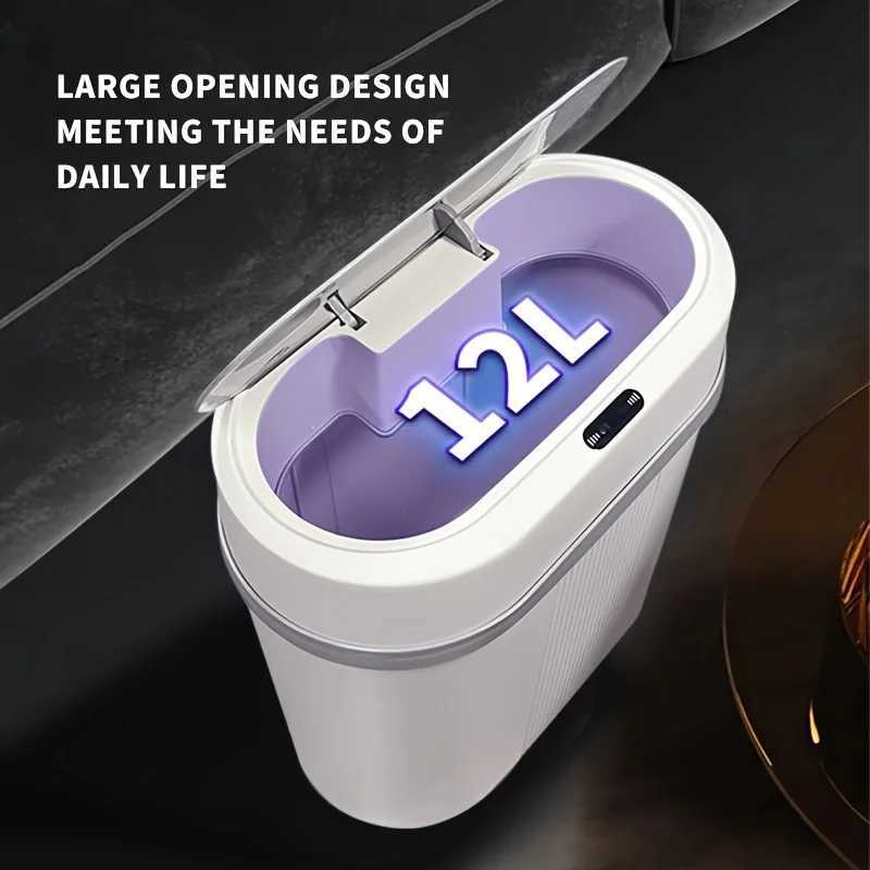 1 economical intelligent contactless bathroom trash can - waterproof narrow small trash can for kitchen office and daily life Y241105