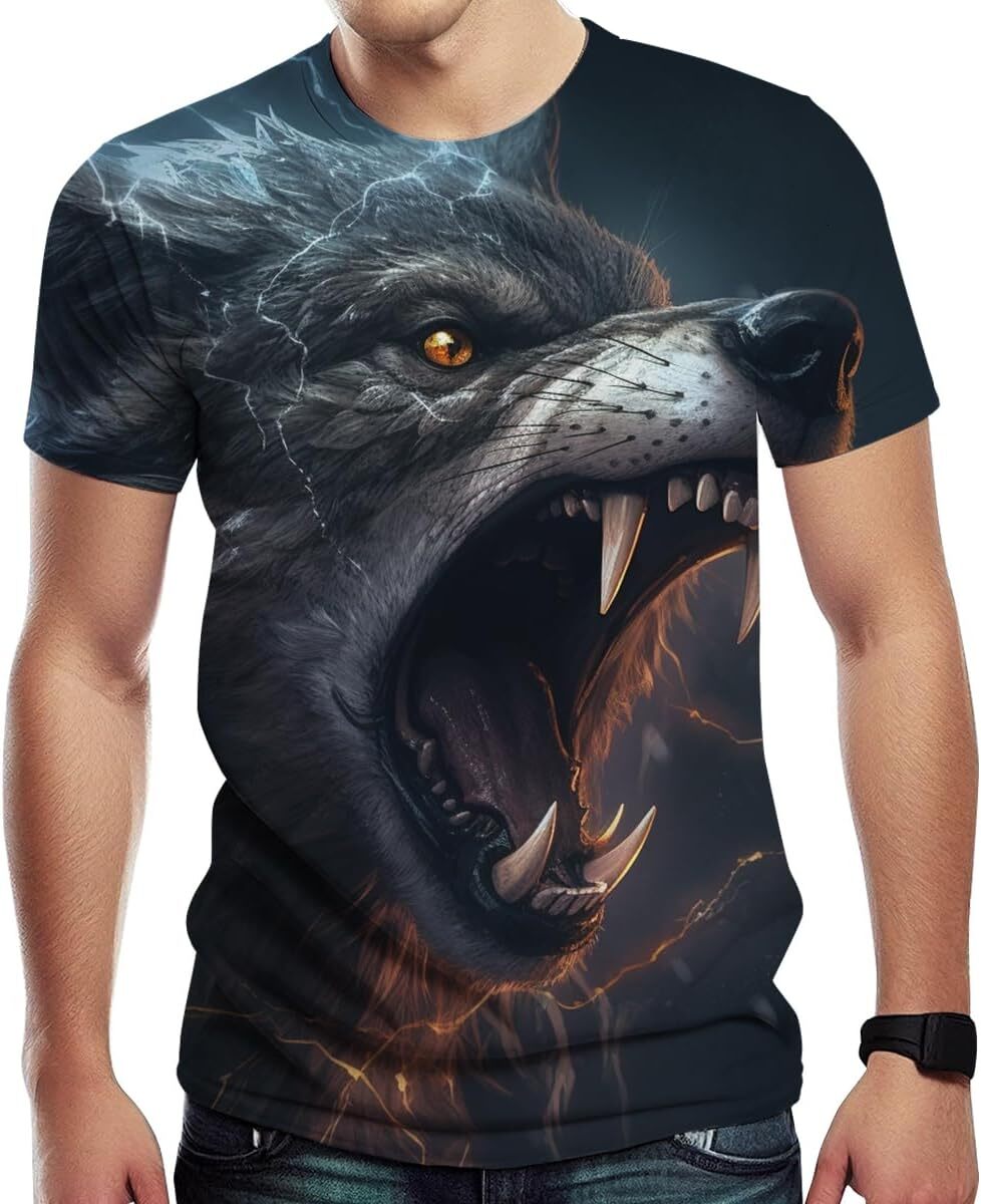 Mens T shirt Fashion Novelty Shirt Wolf Graphic Print Men's Cool T-Shirt tee Casual tops summer clothes trend cool