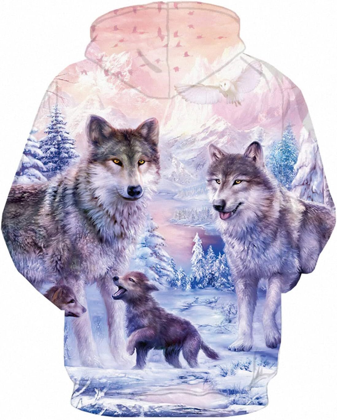 Hoodie for Mens Womens Wolf Hoodies for Men Pink Hoodie 3D Women Sweatshirt Fantasy fashion trend Pullover Graphic Graphic Hoodies sweatshirt Pullover