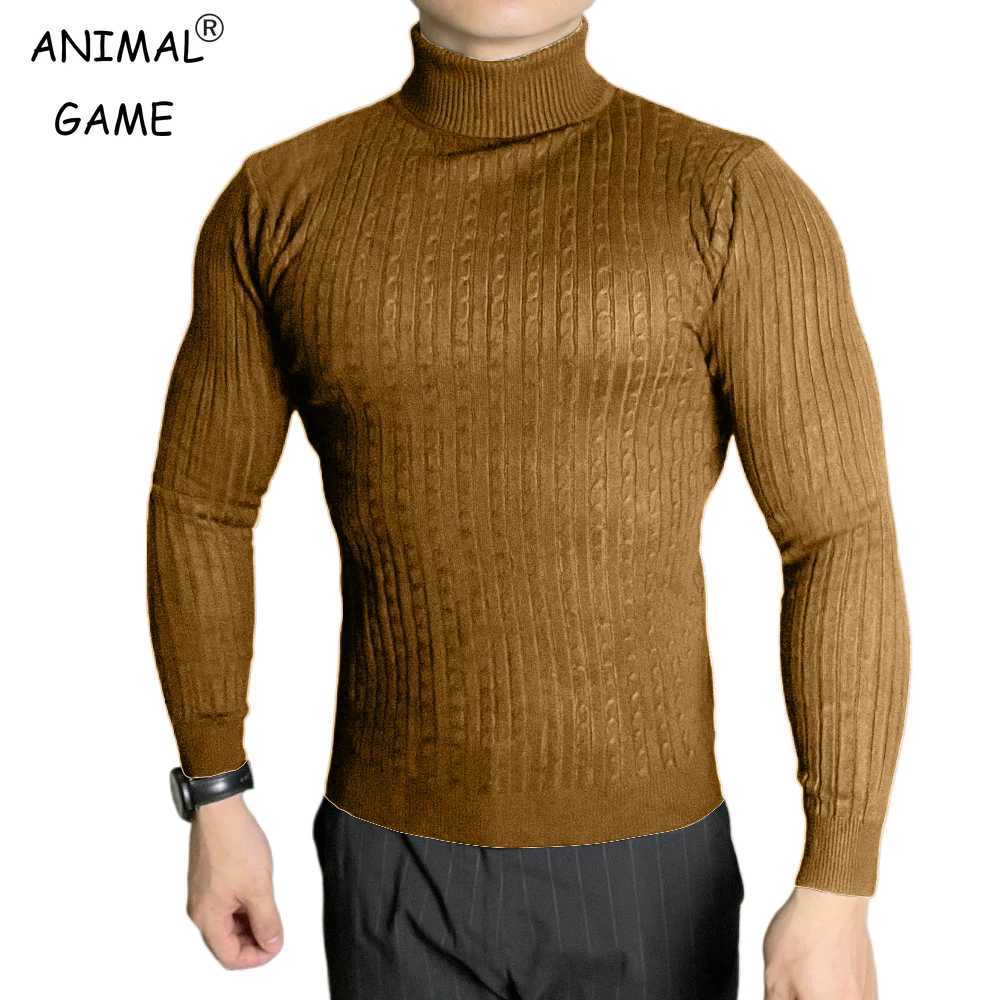 Autumn Mens Long Sleeve Knitted Sweaters Solid Color Breathable Turtleneck Pulloverr Winter Warm Sweatshirts Outdoor Streetwear LX241024