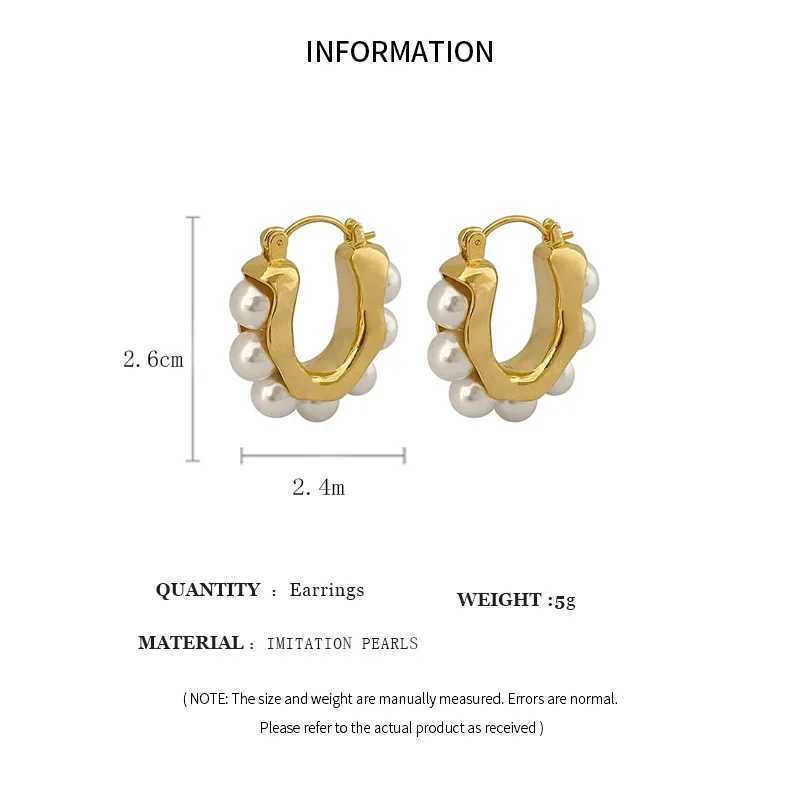 Fashionable U-shaped ring earrings elegant in gold imitating pearl earrings for wedding party girls luxurious decoration womens gifts W241023