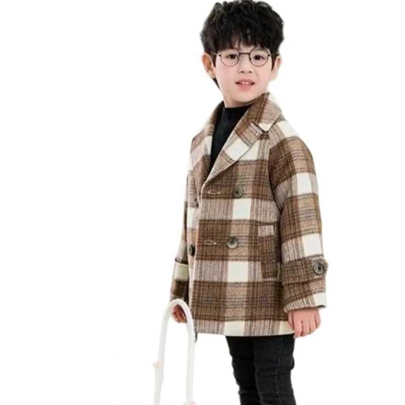 Mens wool jacket windproof jacket 2024 elegant warm thick autumn winter cotton school childrens clothing W241023