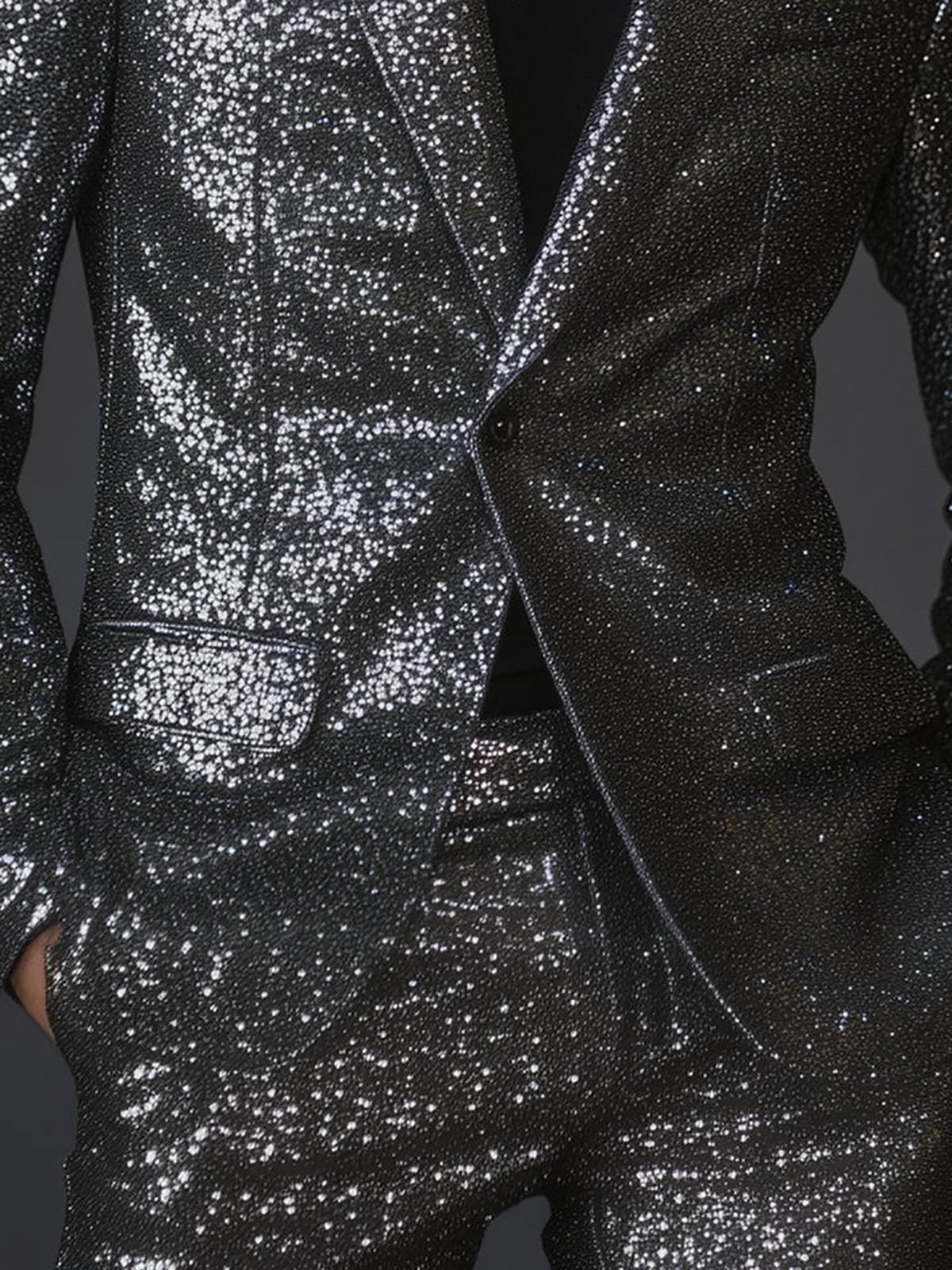 Bright Sequined Men Wedding Tuxedos Black Peaked Lapel Tailored Pants Suits Birthday Party Prom Groom Wear 2 Pieces