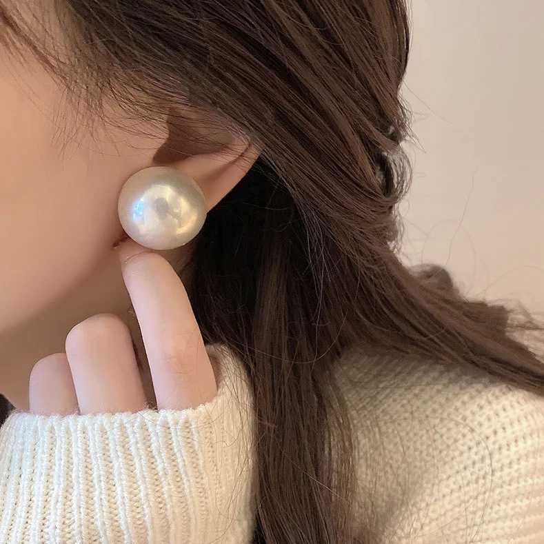 Big Simulated Pearl Earrings Temperament Simple White Statement Earrings For Women Korean Earrings Jewelry GiftX241023
