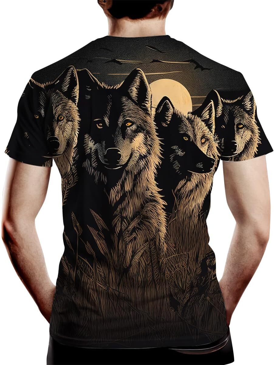 Mens T shirt Men's Wolf Graphic Print Creative Novelty 3D Print T Shirt tee Casual tops summer clothes Breathable and stylish cool