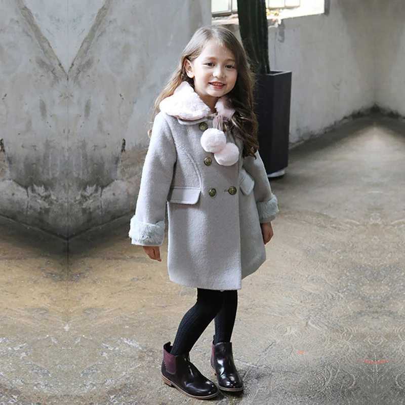 Womens wool coat jacket cotton coat windproof 2023 classic warm thick velvet winter autumn Par childrens clothing W241023