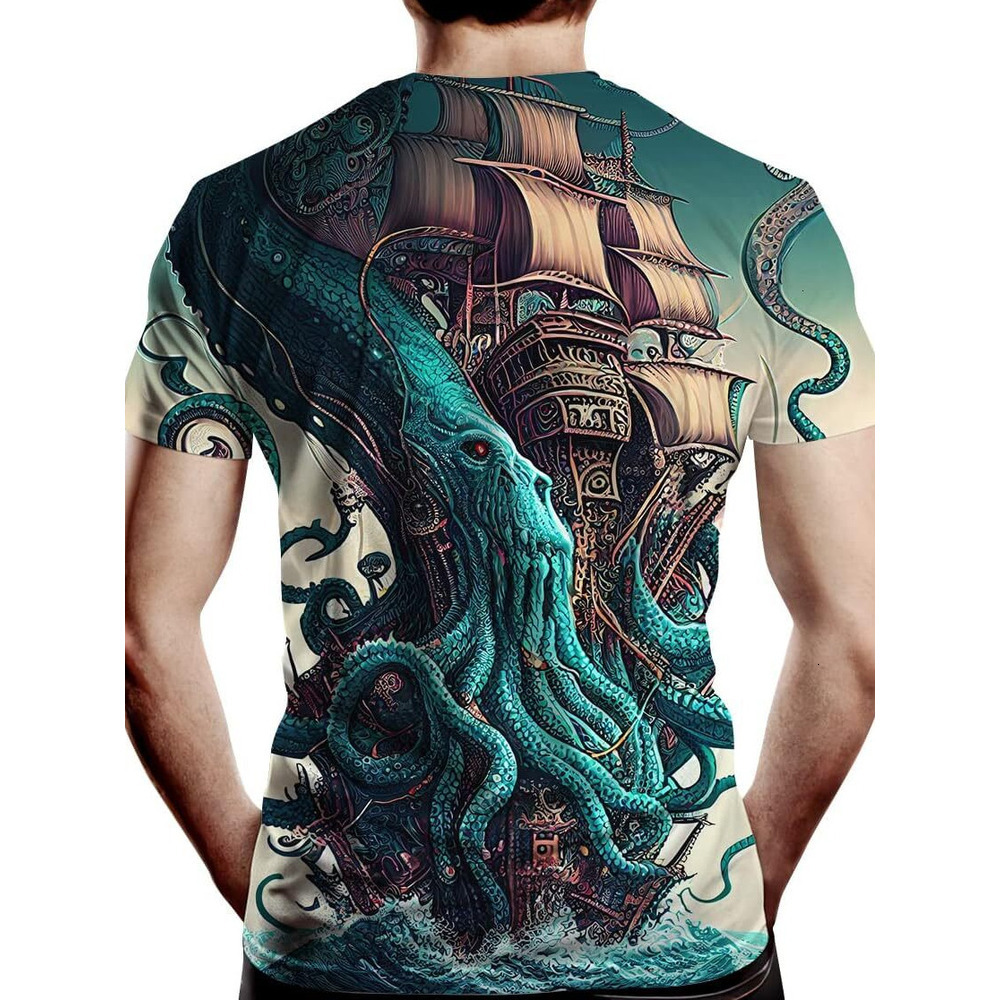 Mens T shirt Men's Octopus Graphic T Shirt 3D Graphic Cool Casual Tee Top-Dream fashion Dazzle trend tee Casual tops summer clothes