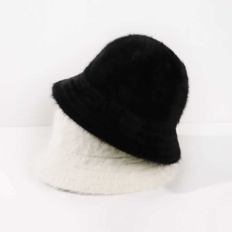 Bucket Hat Wen Winter Angola Fluffy Warm Holiday Accessories Suitable for Young Women Outdoor X241023