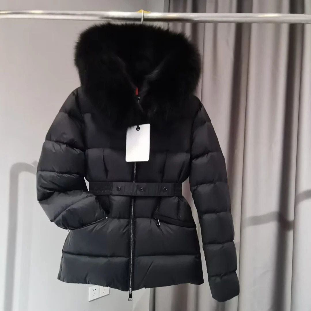 Winter womens down jacket with 90% white glue down and 10% feathers 241023
