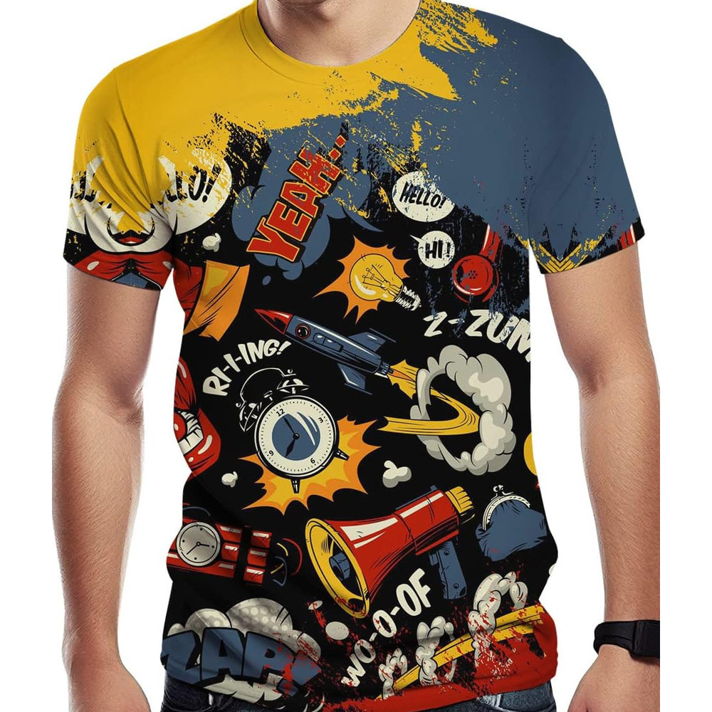 Mens T shirt Men's Cool T Shirt with Graffiti Graphic Print, Street Novelty Tee, Best Birthday tee Casual tops summer clothes Fashionable and coo