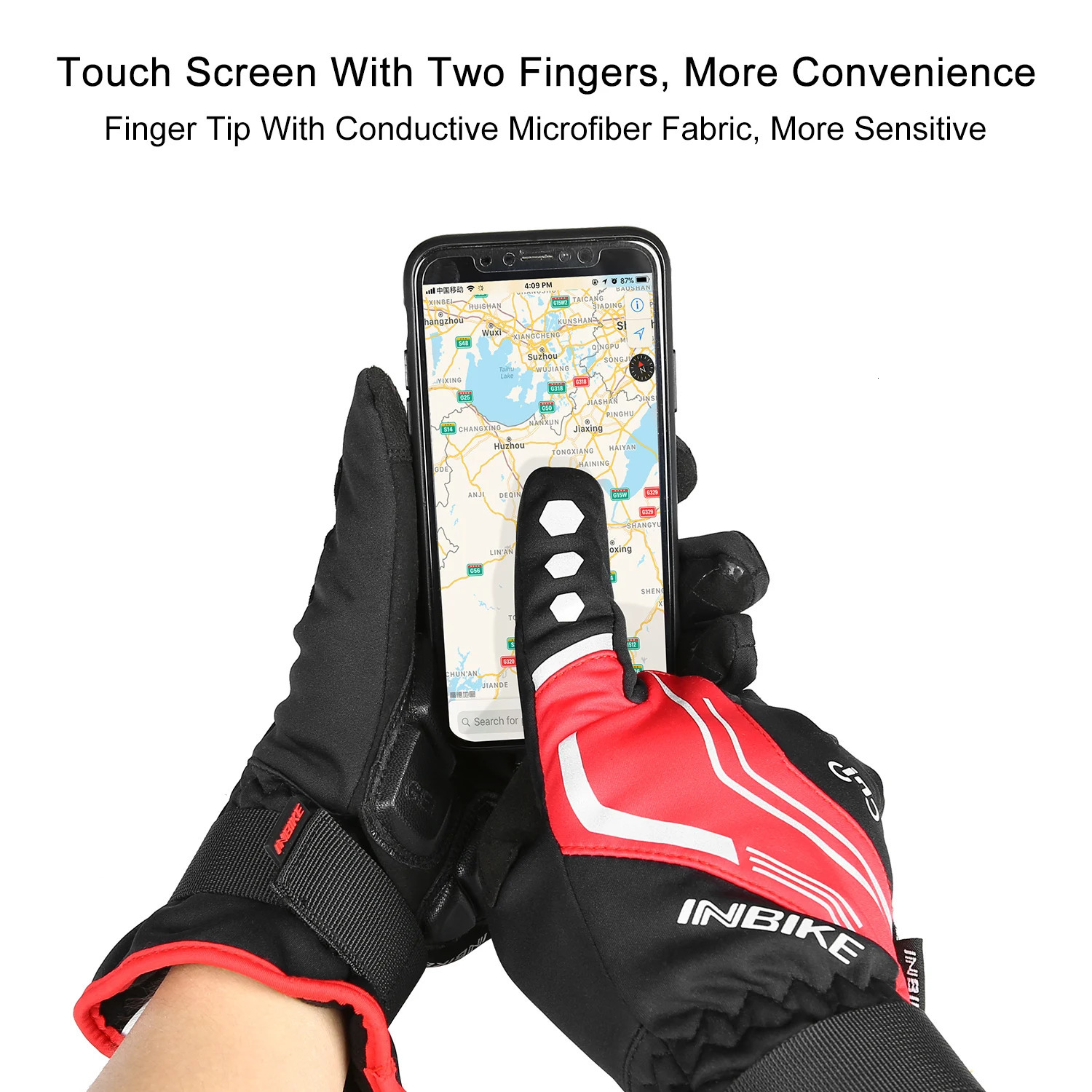 INBIKE Winter Full Finger Cycling Gloves Durable MTB Bicycle forRiding Outdoor Motorcycle Accessories Touch Screen Padded 241024