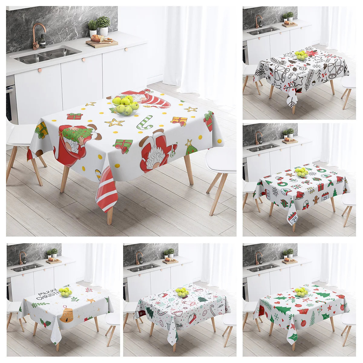 Home dining table decoration and rectangular dining table accessories waterproof cloth anti dyeing restaurant Merry Christmas 241024