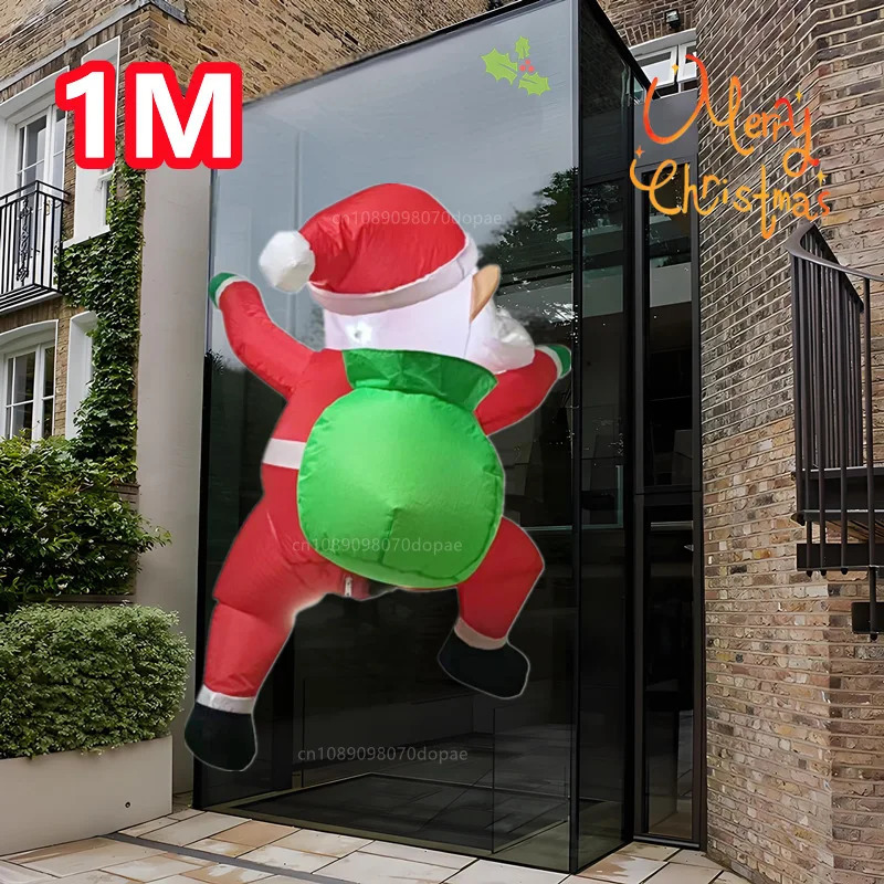 Christmas Inflatable Wall Climbing Knapsack Santa Claus Model Built in LED Lights Indoor and Outdoor Fun Decoration Festival Party Props 241024