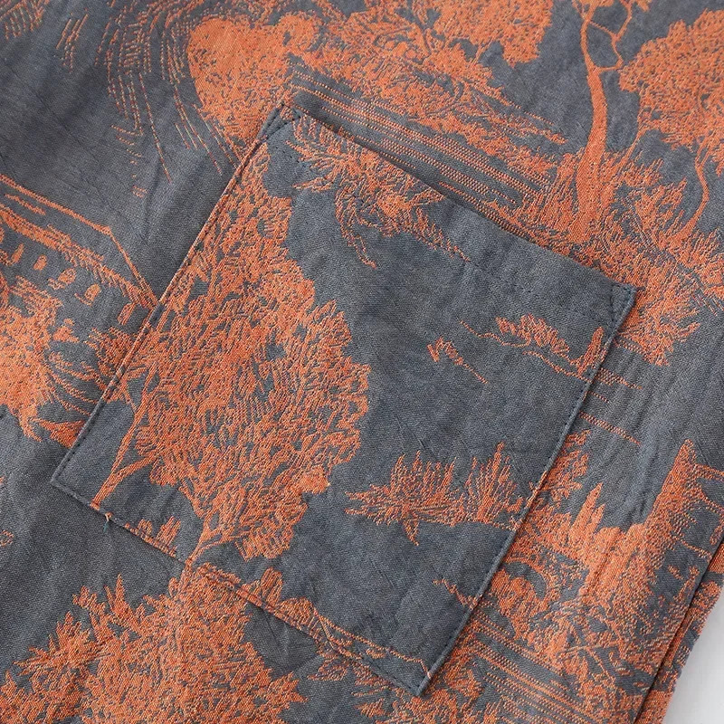 Blue green printed mens clothing cotton kimono mens clothing spring summer autumn mens bathroom cotton long mens clothing kimono 241023