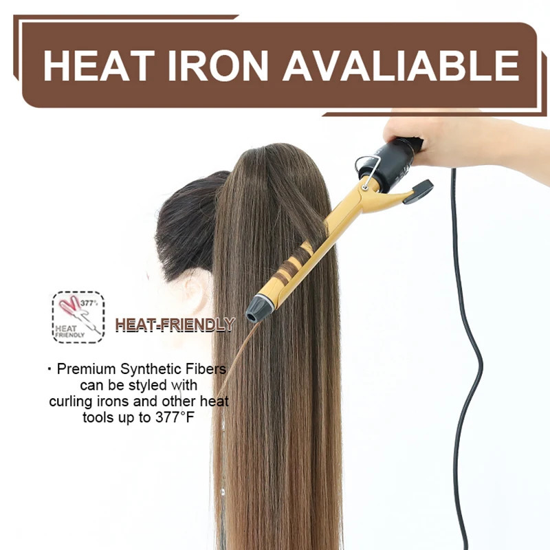 Ponytail Synthetic Long Curly Drawstring Ponytail Clip In Hair Extensions For Black Women Blonde Black Heat Resistant 241024