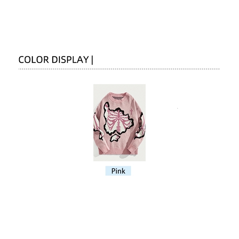 2024 Fashion Explosion Womens Round Neck Pullover Sweater Skull and Cross Print Drop Shoulder 240930