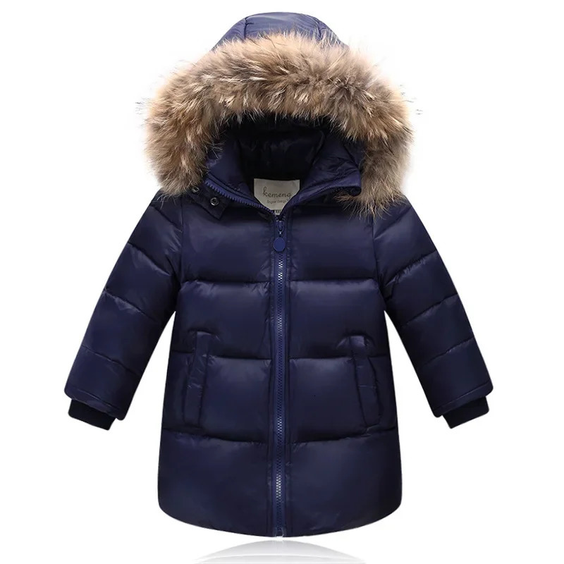 natural fur winter jacket suitable for boys outerwear girls childrens clothing thick outerwear park children 80-160cm 241024