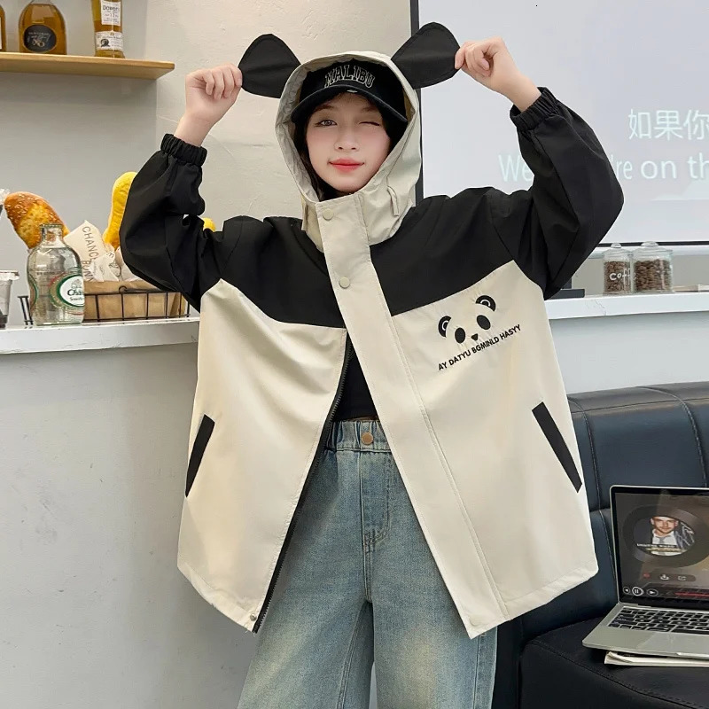 Cute and stylish childrens panda jacket suitable for girls clothing autumn jacket suitable for baby girls jackets panda hooded sweatshirt with 241024