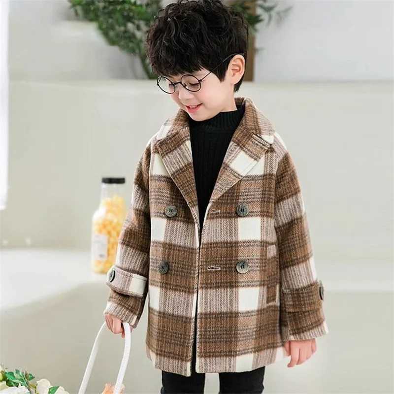 Mens wool jacket windproof jacket 2024 elegant warm thick autumn winter cotton school childrens clothing W241023