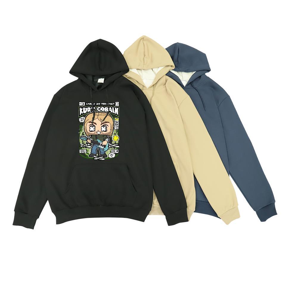 DIY Hoodie Men Breathable Drawstring Loose Hoodie for Man Woman Cartoon Print Clothes Hip Hop Thick Plush