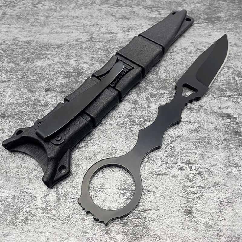 Fixed Blade Knife SOCP Hunting Camping Defensed Knife with K-ydex Clip, Lightweight Full-Tang Black