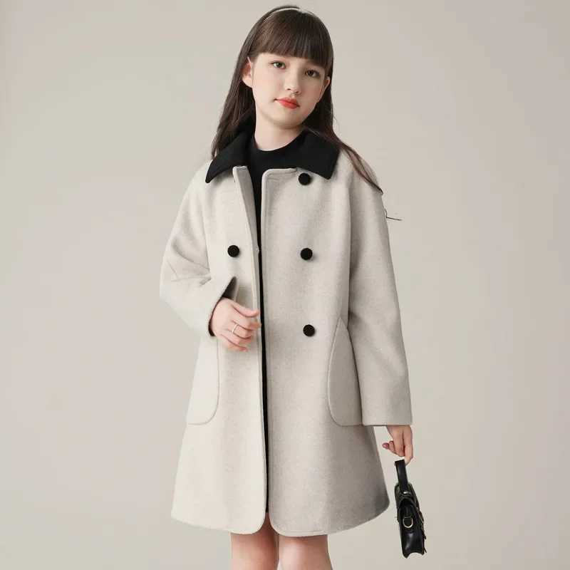 Womens wool jacket windproof jacket 2024 beige warm and thick winter cotton youth gift childrens clothing W241023