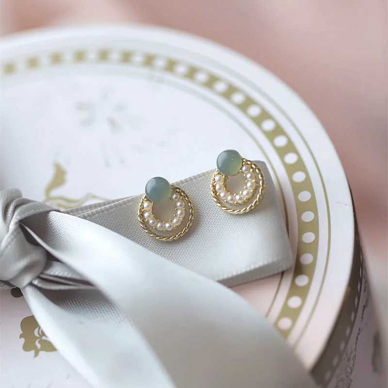 Trendy Imitation Pearl Round Circle Stud Earrings for Women Cute Small Acrylic Bead Earrings Small JewelryX241023