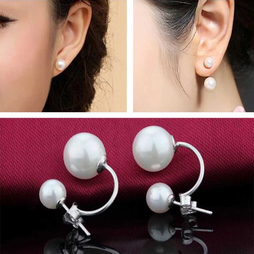 Fashion earrings double-sided earrings crystal ball earrings womens pearl earrings customized earrings 1 pair W241023