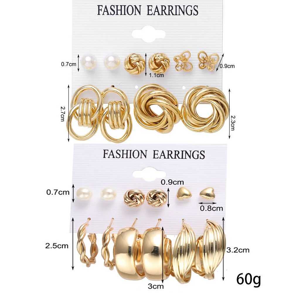 11 pairs of A set fashionable zinc alloy artificial pearl rotating geometric decorative earrings for womens daily decoration W241023