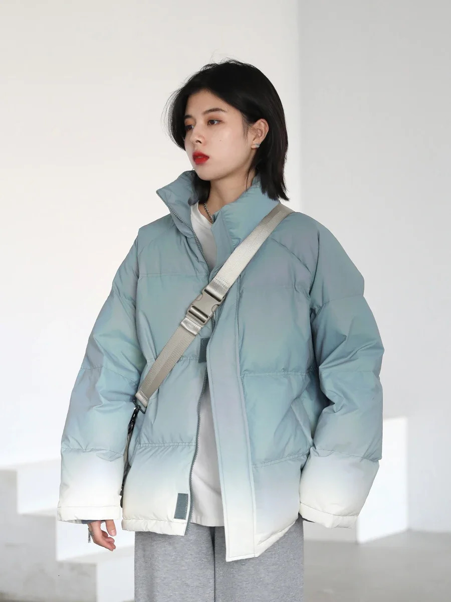 CHIC VEN Womens Down Jacket Reflective Gradient Thick Womens Bread Coat 90 White Duck Down Jacket Warm Coat for Winter 241023