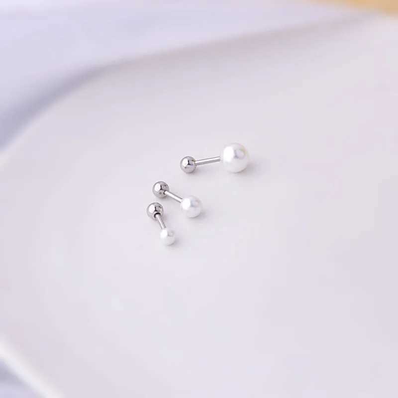 1 piece of 4/5/7mm imitation pearl earring 20G stainless steel earring joint screw stud perforated jewelry W241023