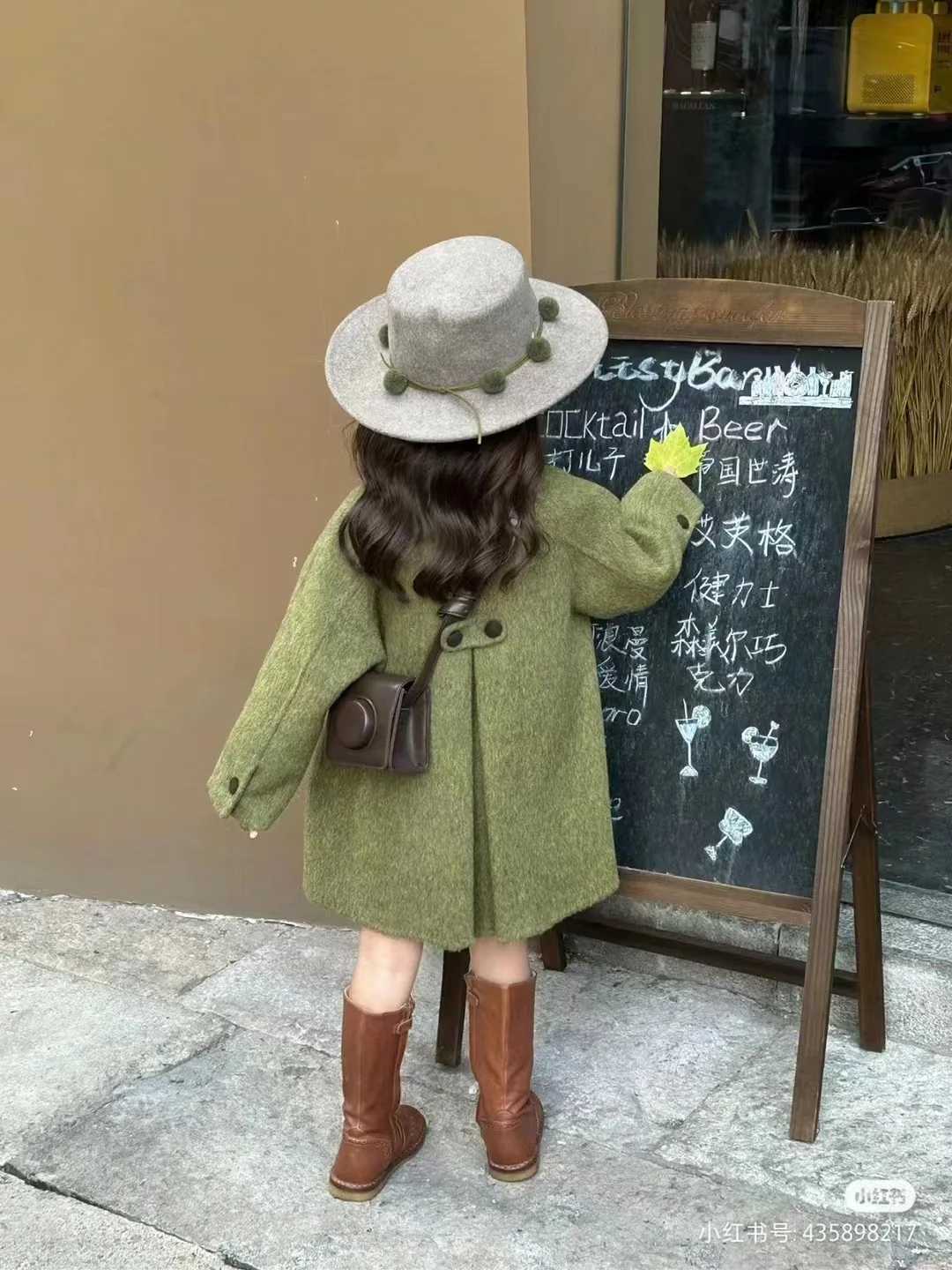 Womens coat 2024 winter new item womens chiffon womens doll collar medium long wool coat casual simple daily report W241023