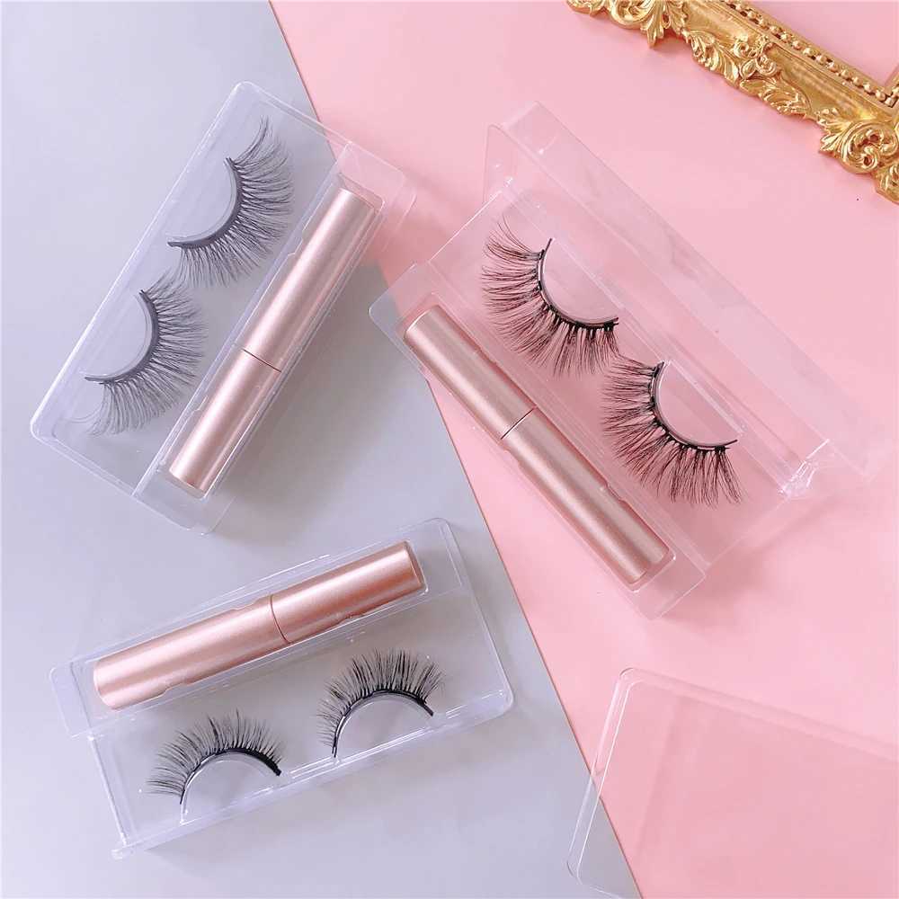 1 pair of magnetic eyelashes 3D mink false eyelashes Magnetic eyeliner Waterproof long-term false eyelashes flower pushing kit 18 stylesW241024