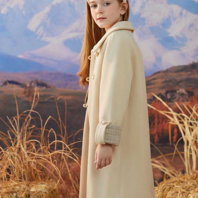 Womens wool coat windproof jacket 2024 sweet and warm thick autumn cotton school childrens clothing W241023