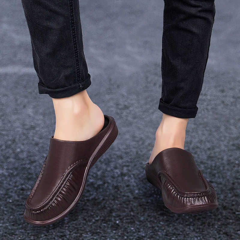 Men Dress Shoes Versatile Mens Shoes Breathable Half Casual Shoes Mens Fashion Trend Single Shoes Mens Outdoor Bean Shoes 241009