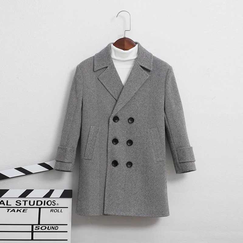Childrens Winter Thick Warm Wool Coat Boys and Girls Windproof Outdoor Long Jacket Childrens Fromal Birthday Par Photography Wool Coat W241023