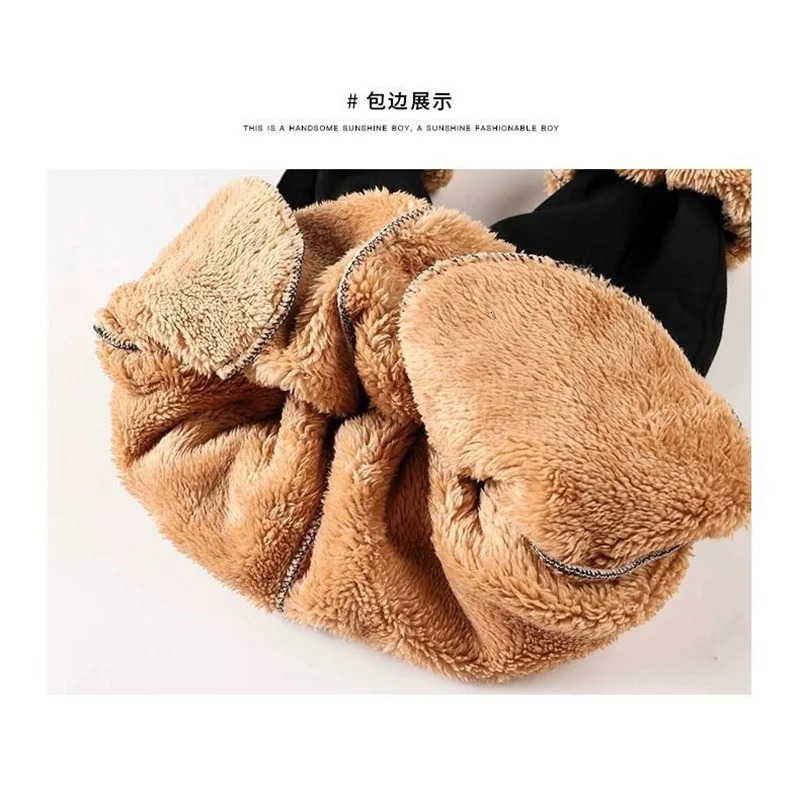 Boys Thick Lambswool Pants Winter Youth Plush Velvet Trouser Childrens Cotton Sports Pants Big Childrens Warm Snow Clothes 5-14Y 241024