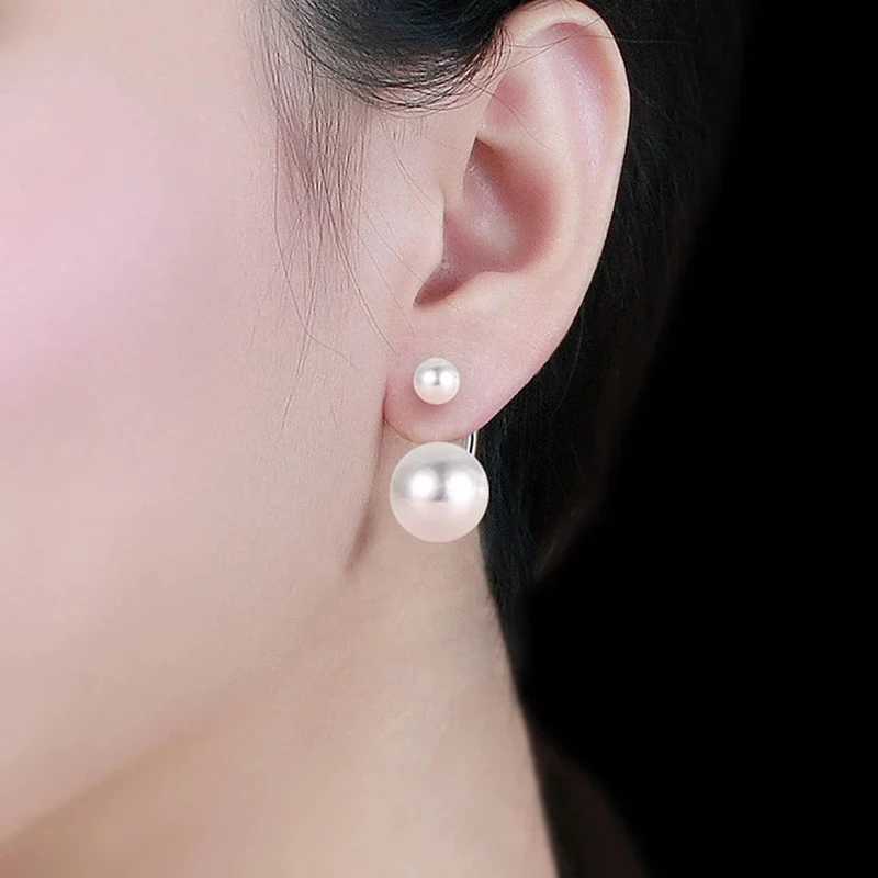 Huitan Double Imitation Pearlings for Women Creative Design Fashion Versatile Female Earring Daily Wear Temperament Jewelry W241023