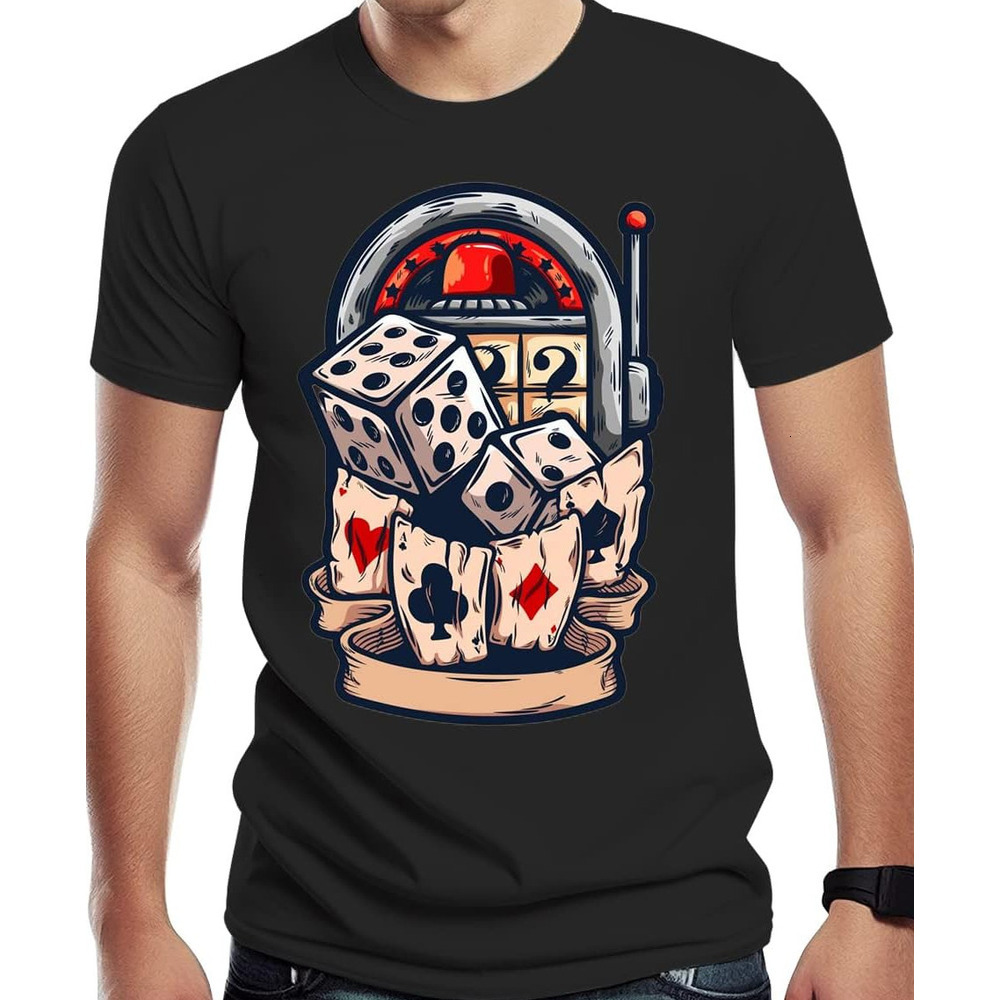 Mens T shirt Men's T Shirt with Casino Chips with Poker Cards, Street Novelty Tee, Best Birthday Gifts tee Breathable trend