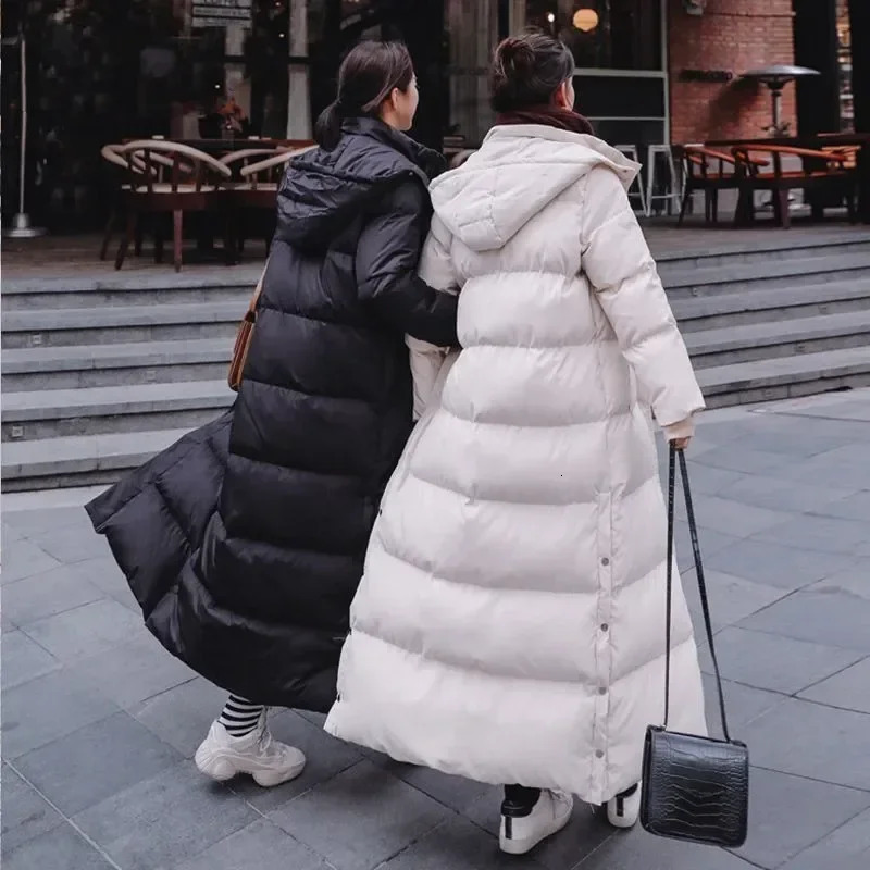 Womens Long Cotton Coat Womens Winter Jacket Korean Womens Down Jacket Loose Thick Long Coat Inflatable Jacket Womens 241024