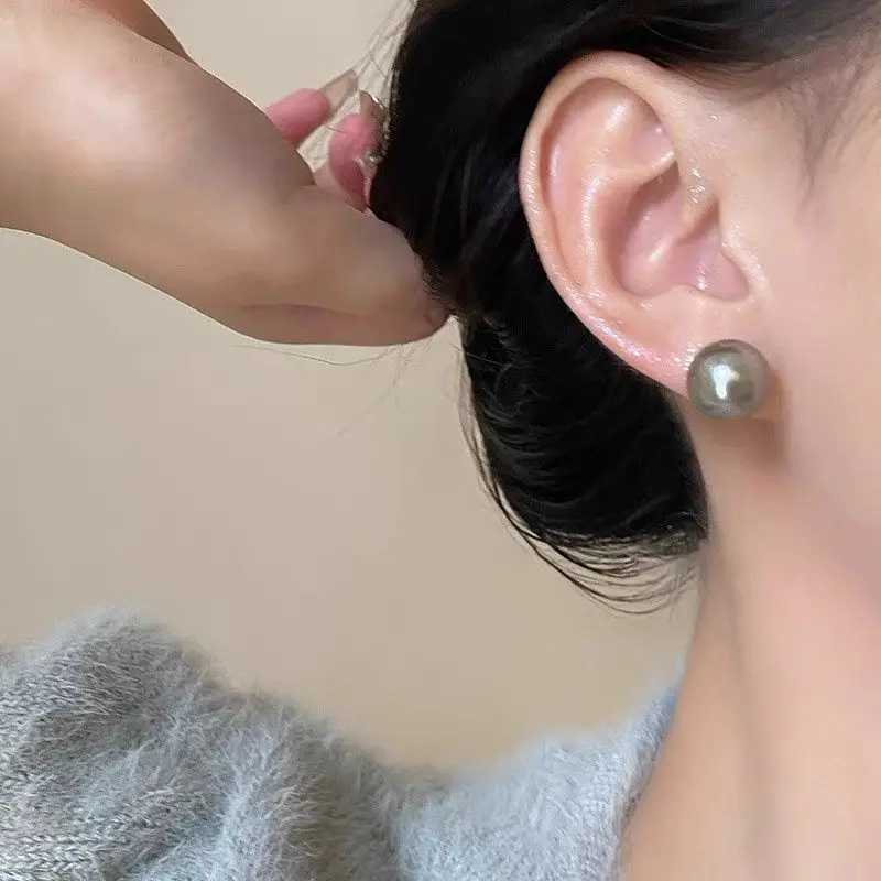 New French Minimalist Grey Imitation Pearl Stud Earrings 2023 Fashion Jewelry Daily Wear Accessories for Girls Womens PartyX241023