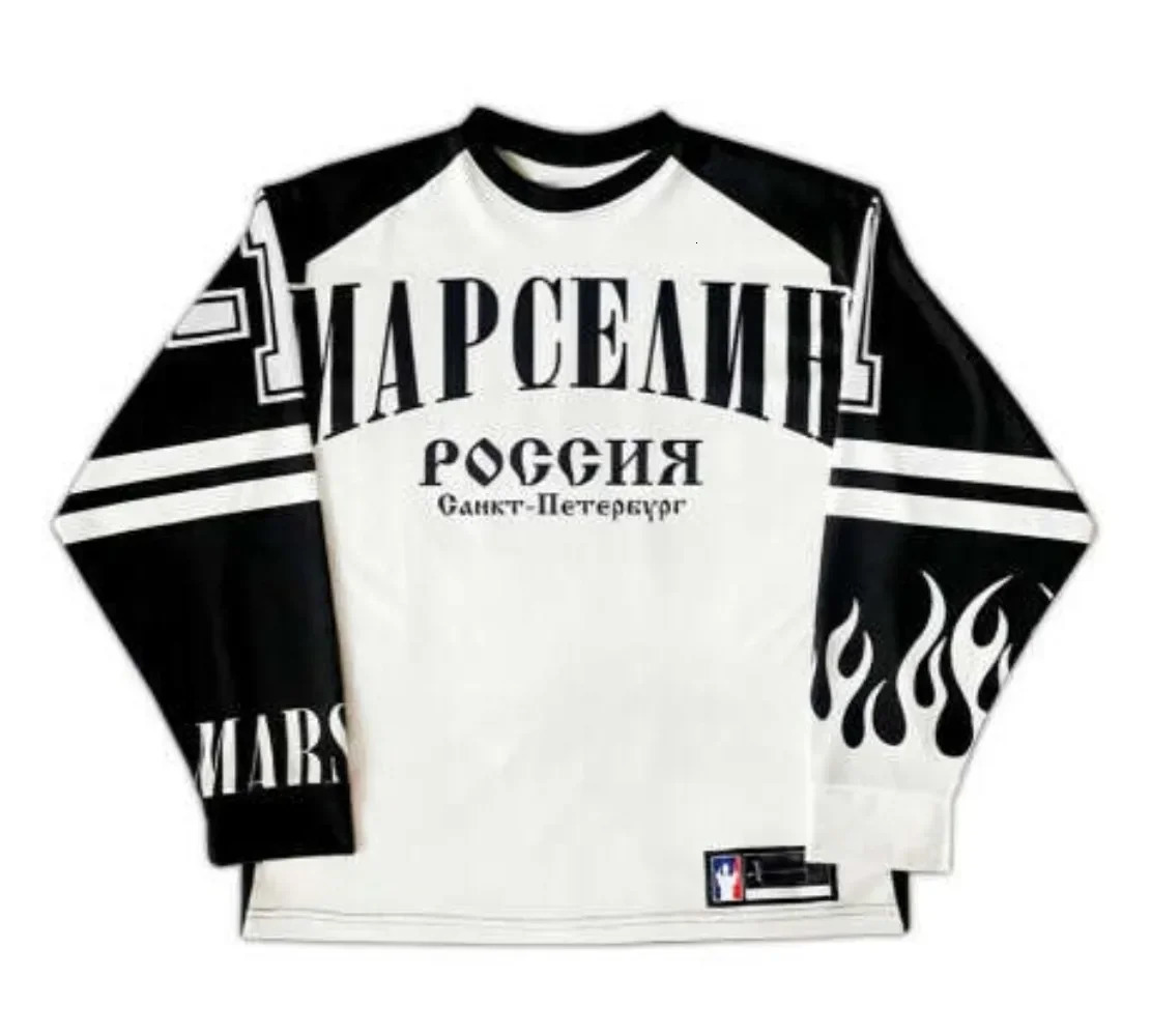 Y2K Sportswear Mens Harajuku Hip Hop Super Size TShire Breathable Staff Collar Cotton Long Sleeve Top 241024