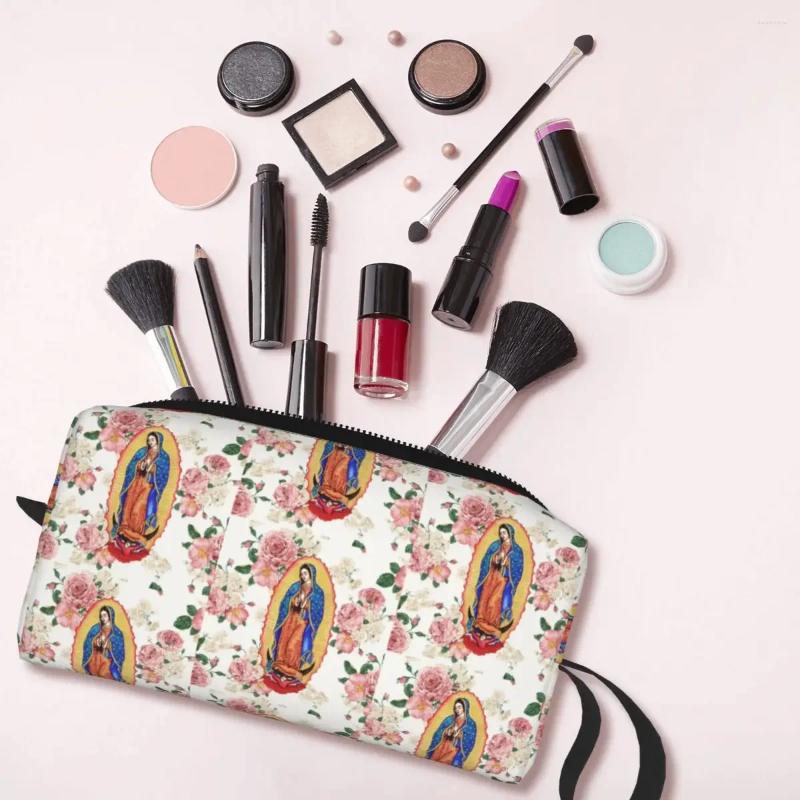 2025 NEW Cosmetic Bags Travel Virgin Of Guadalupe Toiletry Bag Fashion Mexico Catholic Mary Makeup Women Beauty Storage Dopp Kit Case zhanyishengli