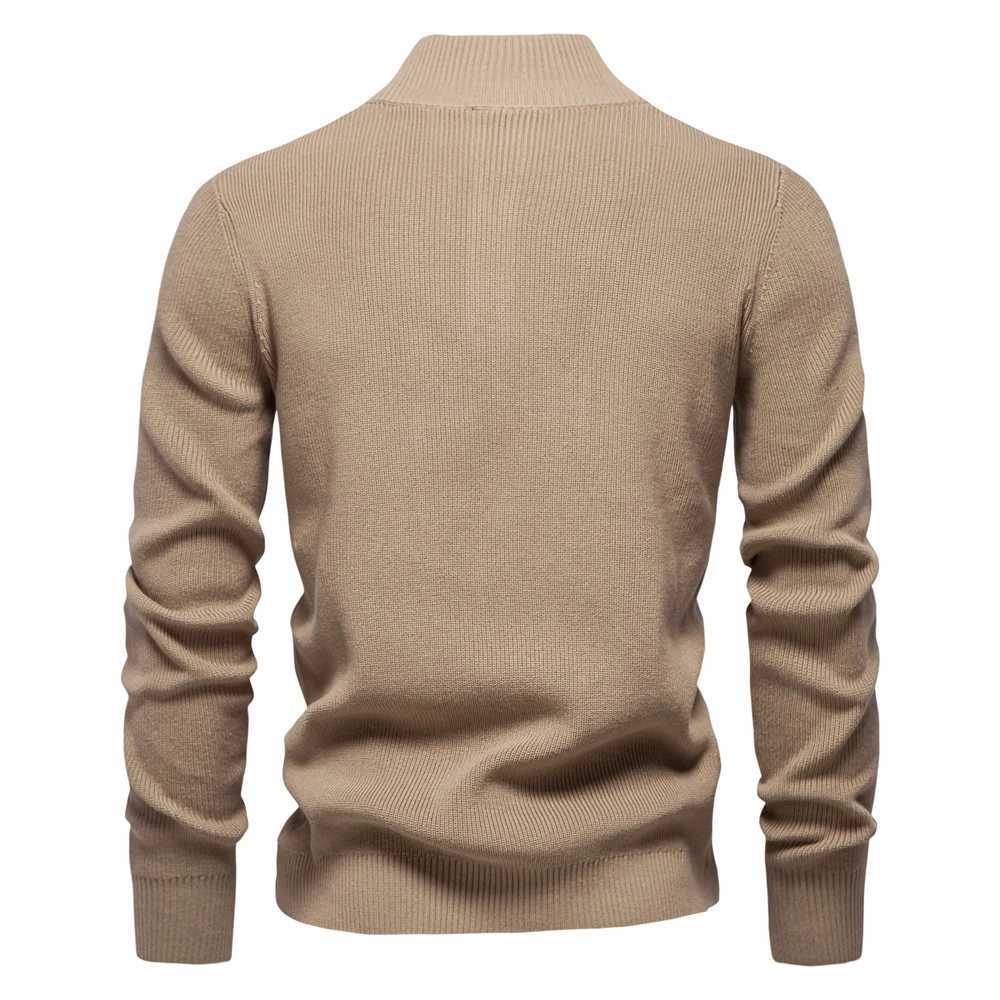 AIOPESON Mens Mock Neck Button up Cotton Pullover Sweaters Casual Social Knit Turtleneck Autumn Winter Sweaters for Men LX241024